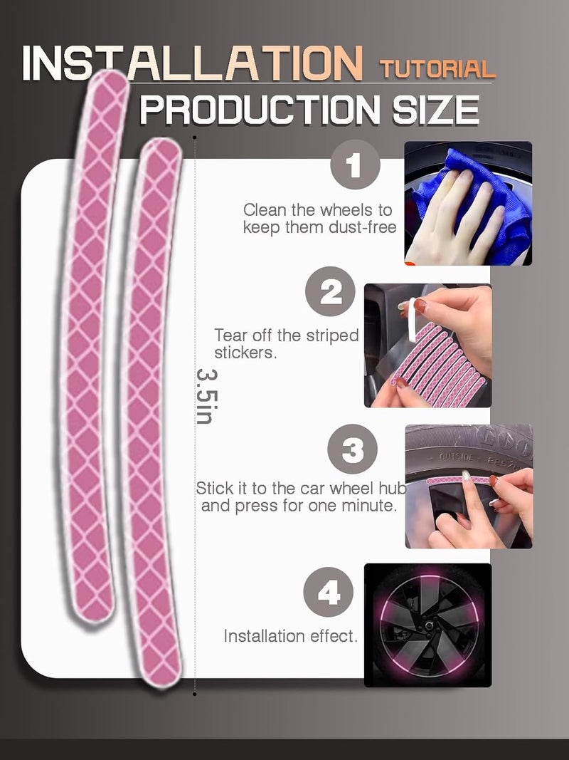 Maicican 20PCS Car Wheel Reflective Decorative Strip,Night Safety Warning Stickers,Cars,Motorcycles,Bicycles are Applicable, Colorful and Diverse, a Street The Most Beautiful Car (Light Pink) - Image 5